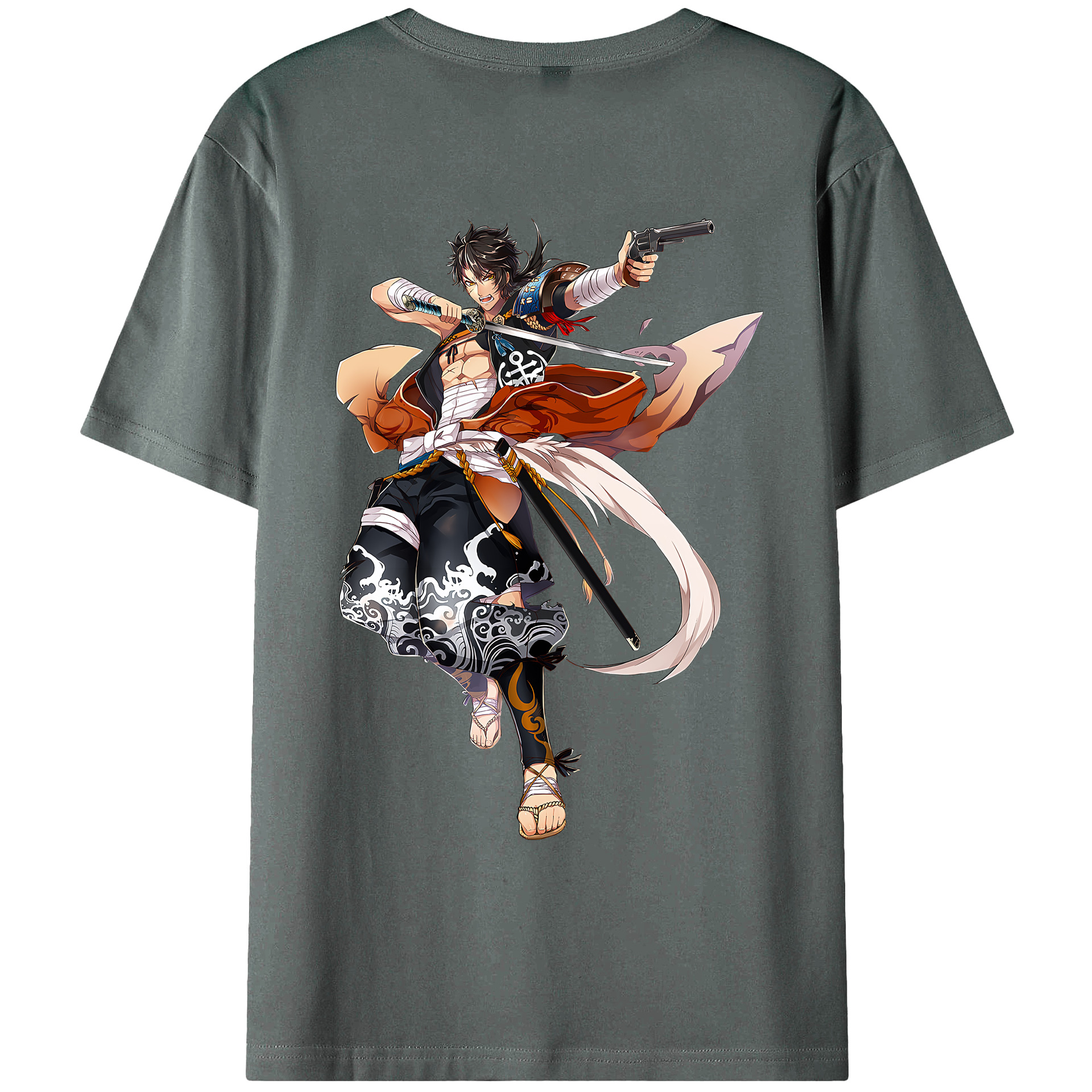 刀剣乱舞 Touken Ranbu 綿100％ メンズ半袖Tシャツ（バックプリント） 通気性
